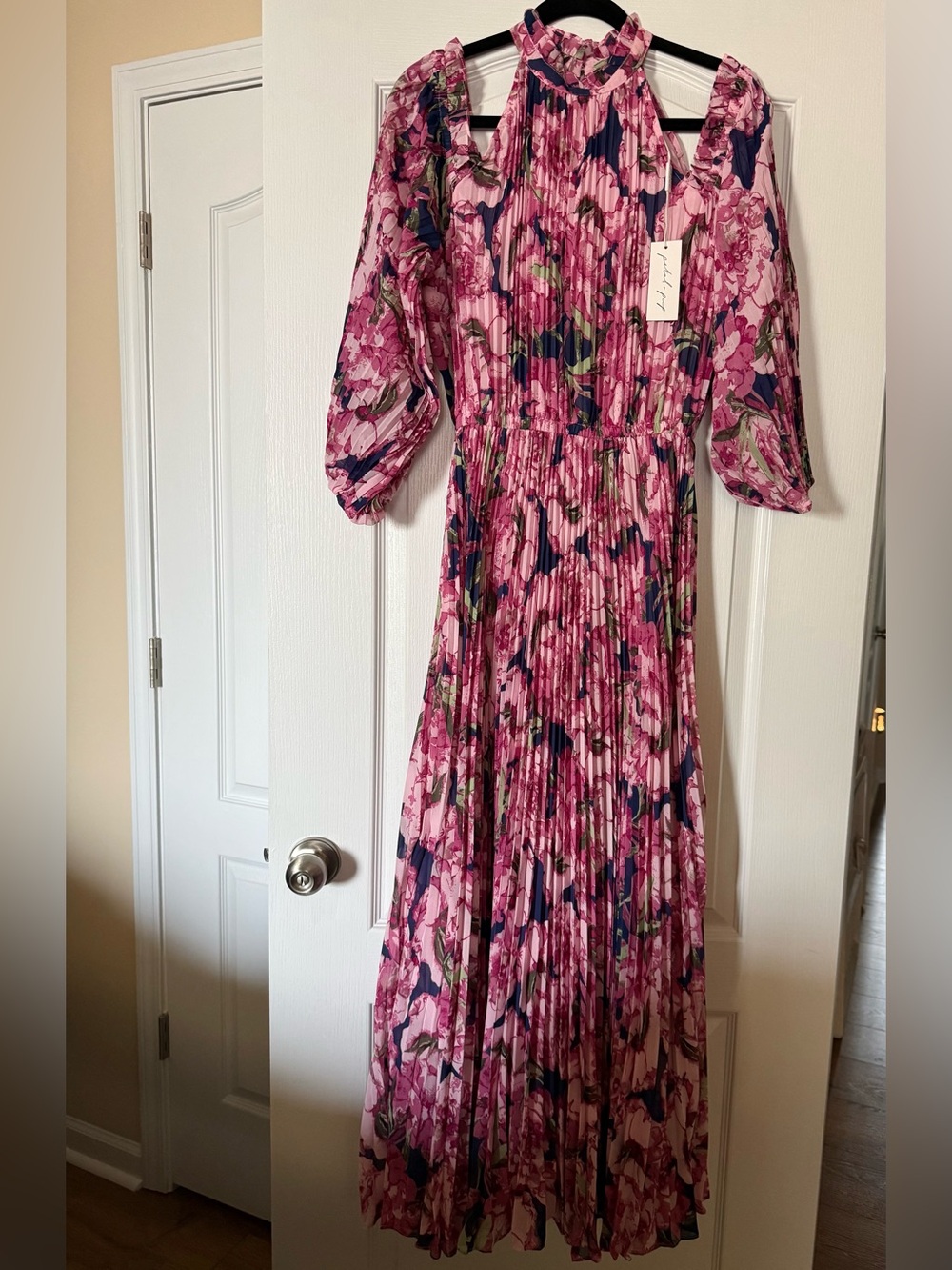 Petal & Pup Pink Floral Pleated Maxi Dress